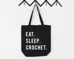 Eat Sleep Crochet Tote Bag | Long Handle Bags - 854