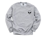 Smirking Alien Sweater Pocket Print Mens Womens Sweatshirt - 174