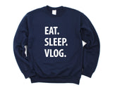 Vlog Sweater, Eat Sleep Vlog sweatshirt Mens Womens Gifts - 1306